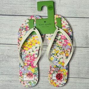 Kate Spade New York Pink Multicolor Floral Flip‎ Flops Thong Sandals 10 NWT